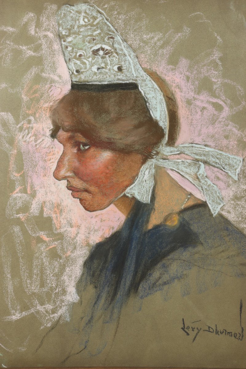Portrait Of A  Breton Woman By Lucien Lévy-dhurmer