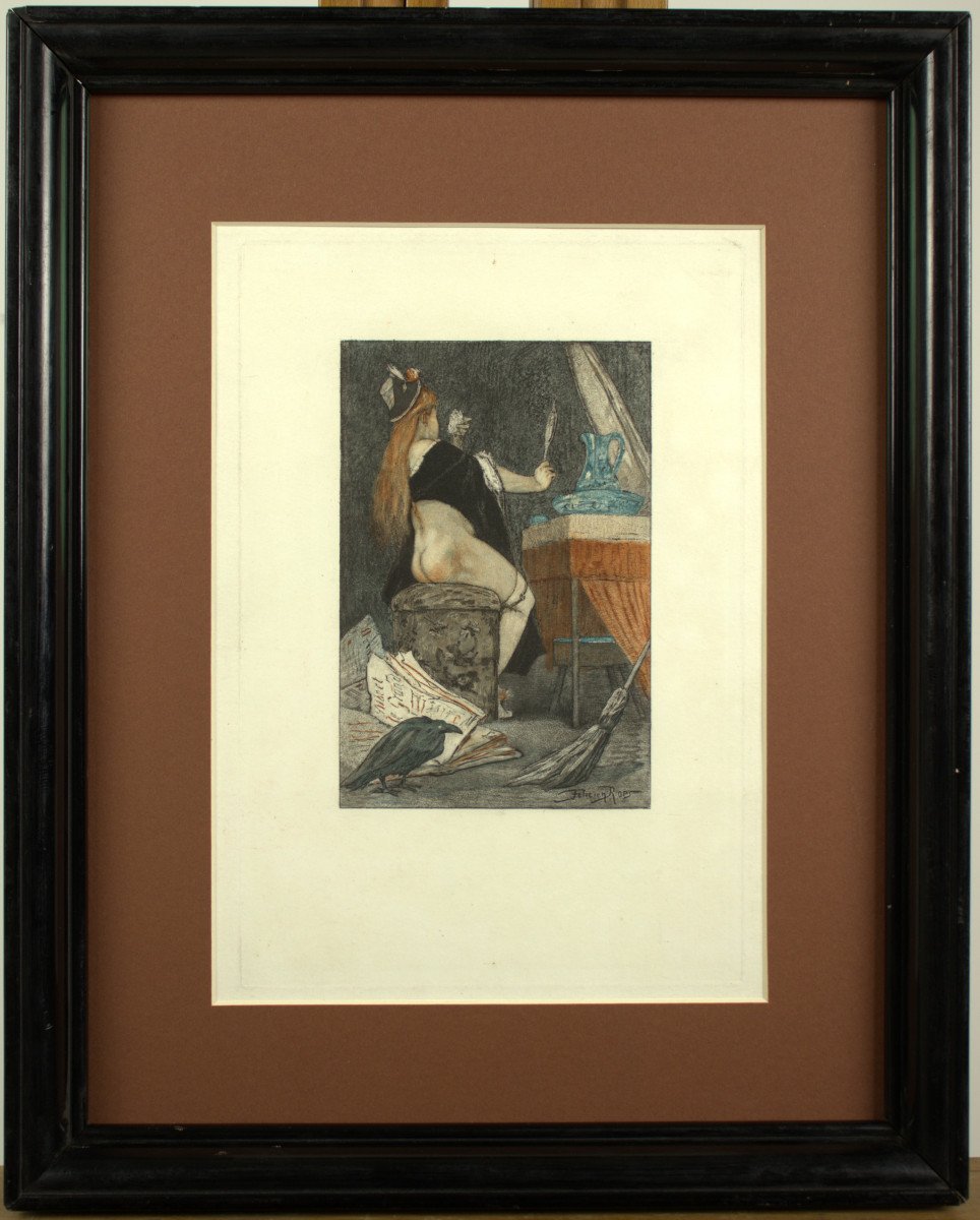 La Petite Sorcière, Lithographie Par Félicien Rops-photo-2