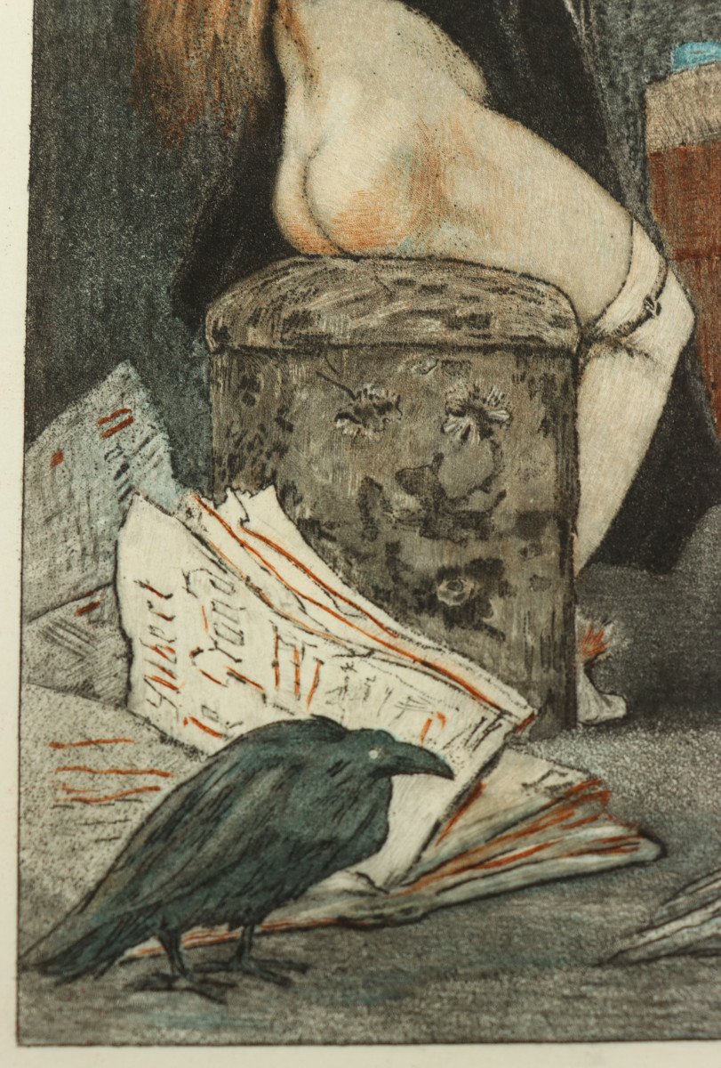 La Petite Sorcière, Lithographie Par Félicien Rops-photo-3