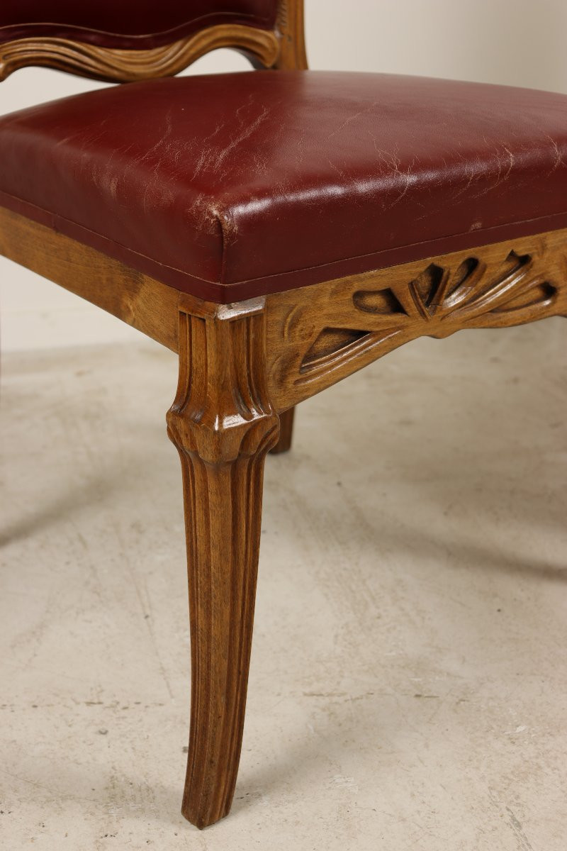 Pair Of Berce Des Prés Model Chairs By Emile Gallé-photo-3