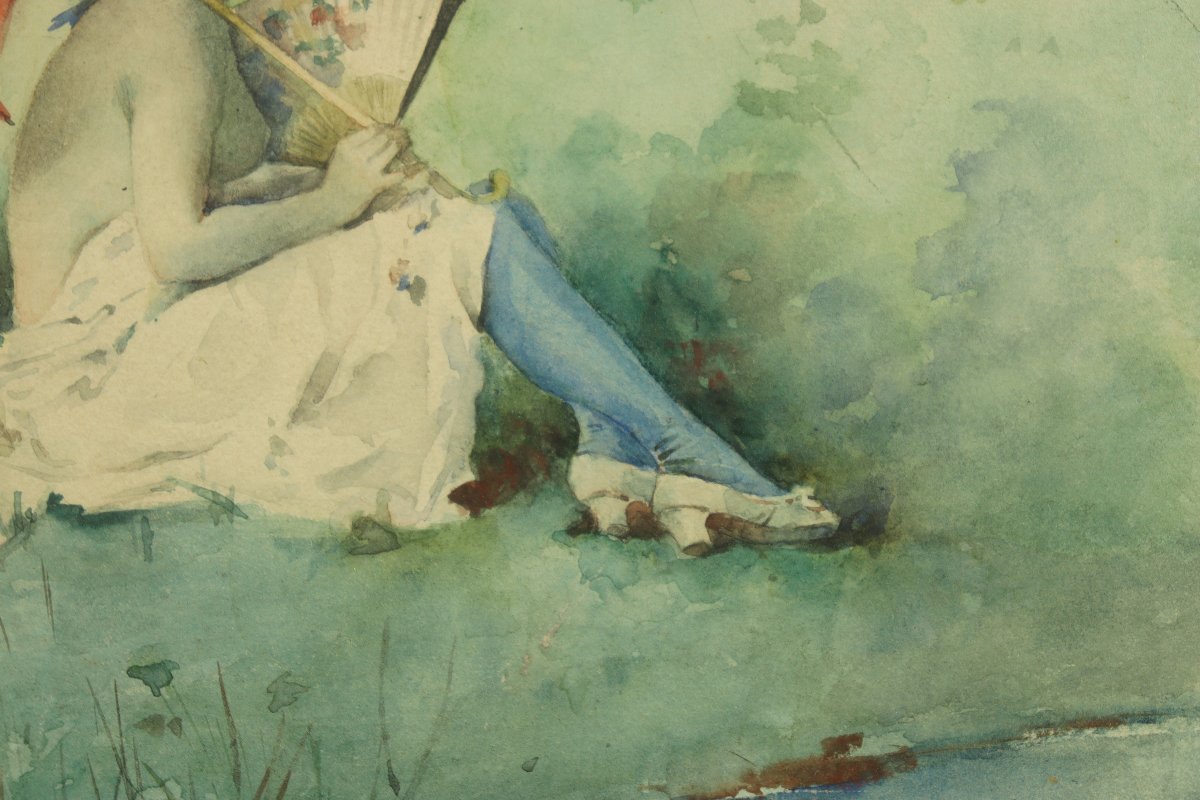 Demoiselle au bord de l'eau par Ferdinand Heilbuth-photo-3