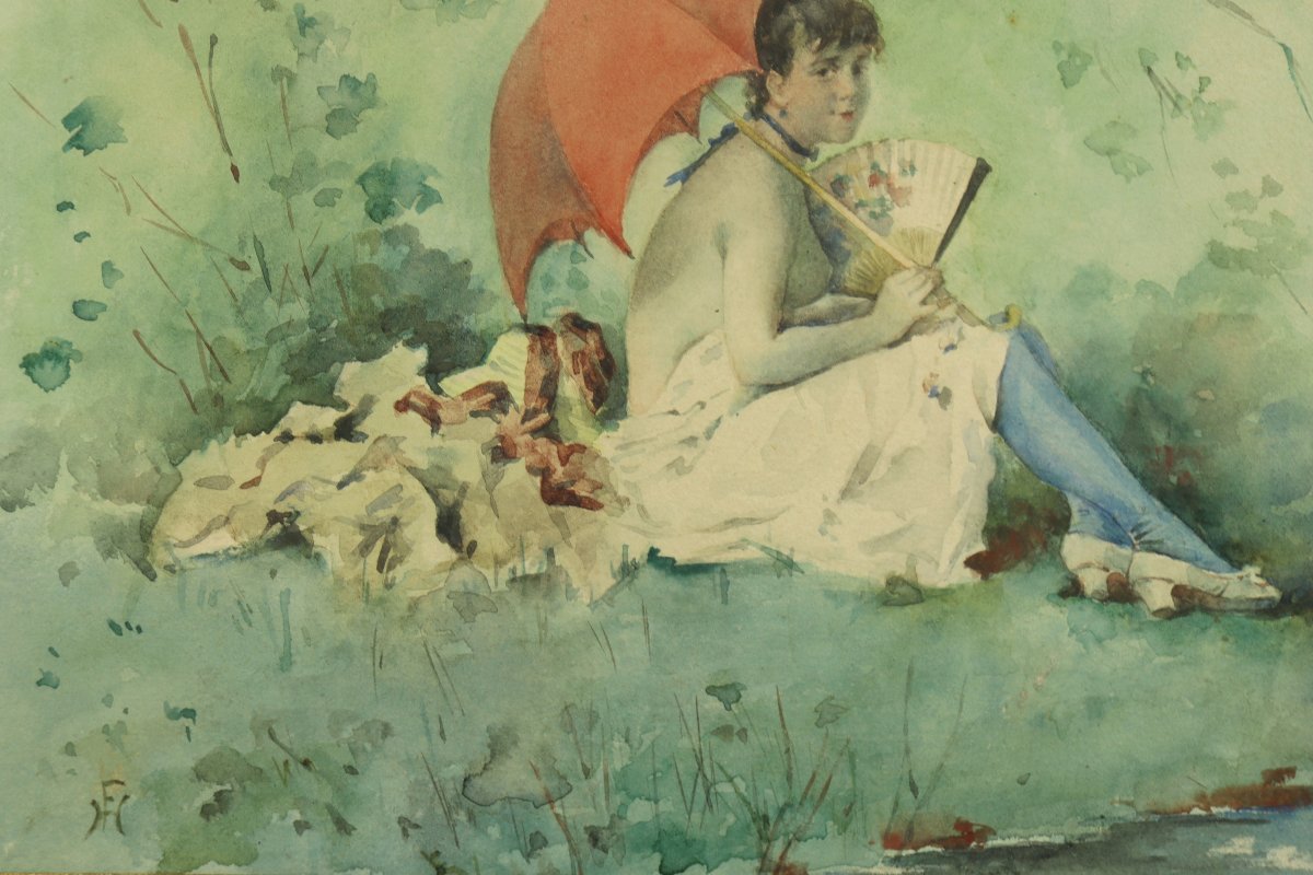 Demoiselle au bord de l'eau par Ferdinand Heilbuth-photo-5