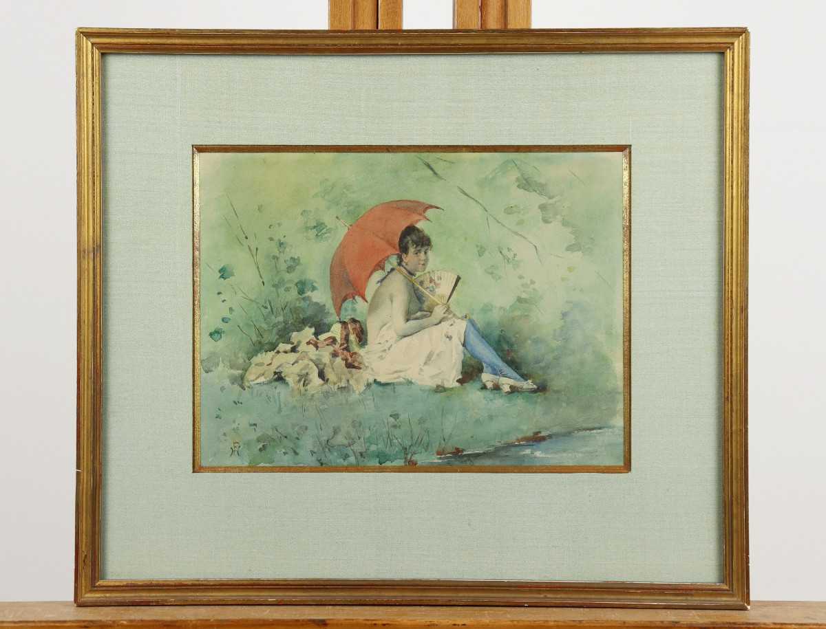 Demoiselle au bord de l'eau par Ferdinand Heilbuth
