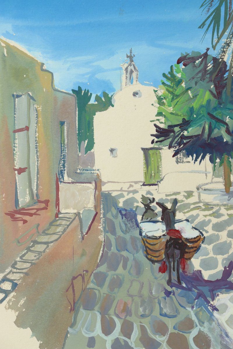 View Of A Sunny Village By Yves Brayer-photo-2