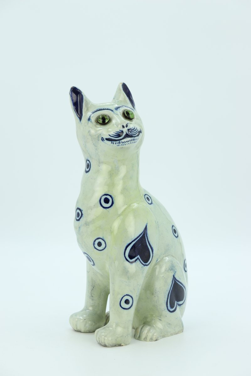 Chat assis en céramique par Emile Gallé-photo-2