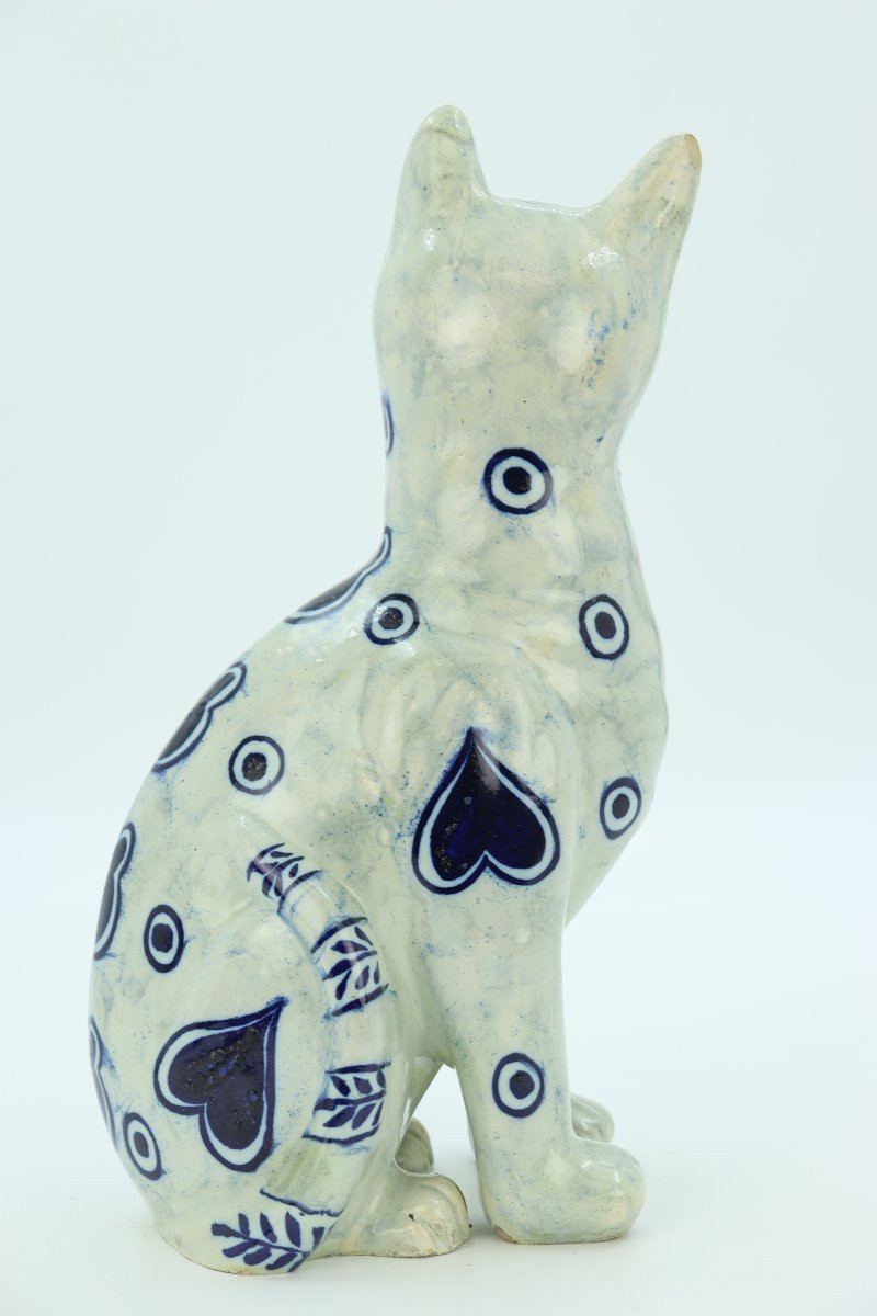 Chat assis en céramique par Emile Gallé-photo-4
