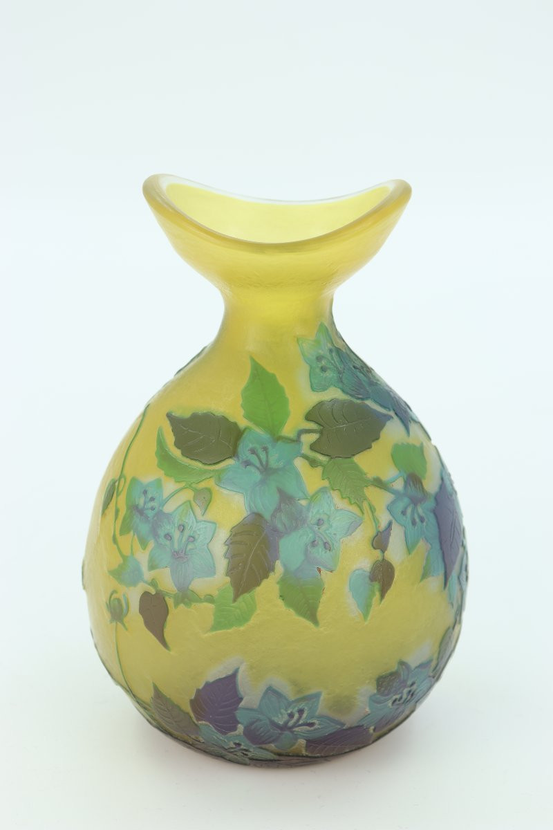 Gallé Ball Vase Decorated With Gentians-photo-2