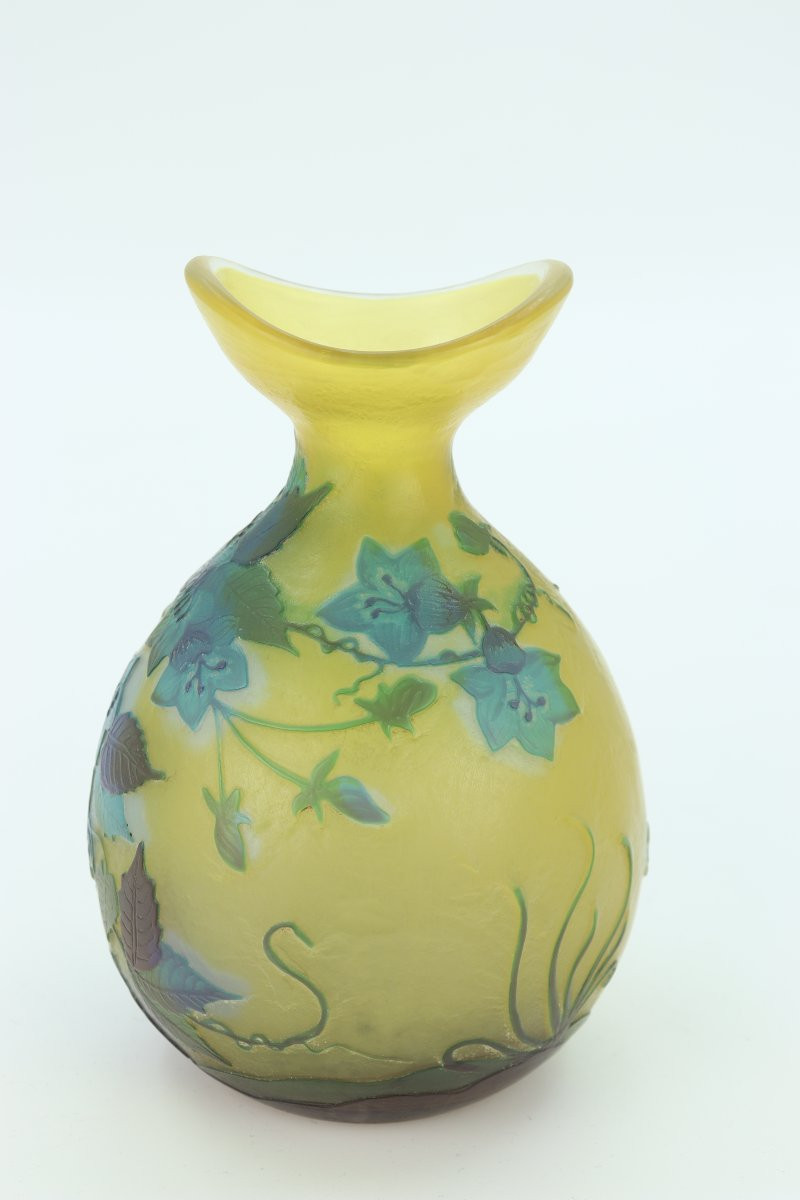 Gallé Ball Vase Decorated With Gentians-photo-4