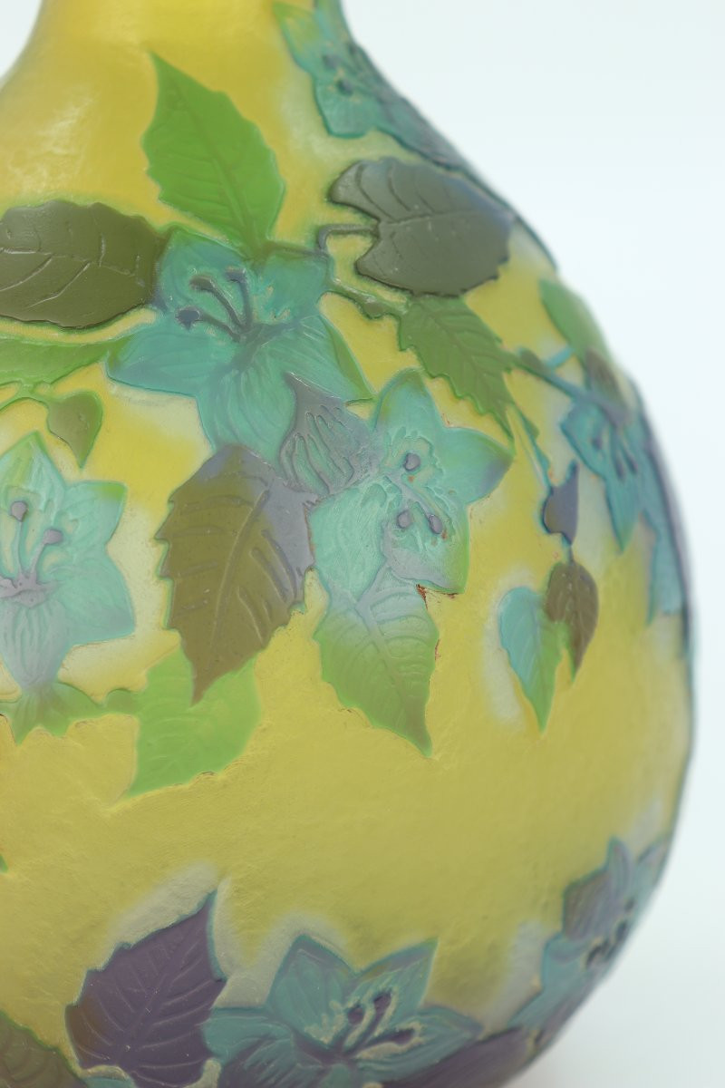 Gallé Ball Vase Decorated With Gentians-photo-4