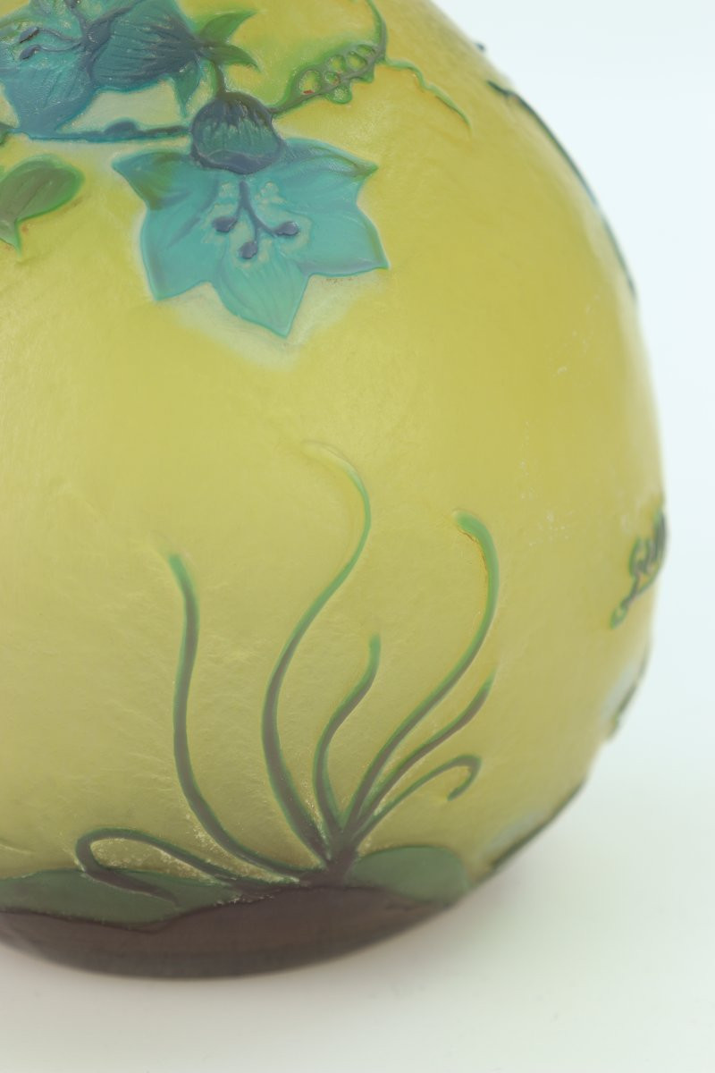 Gallé Ball Vase Decorated With Gentians-photo-7