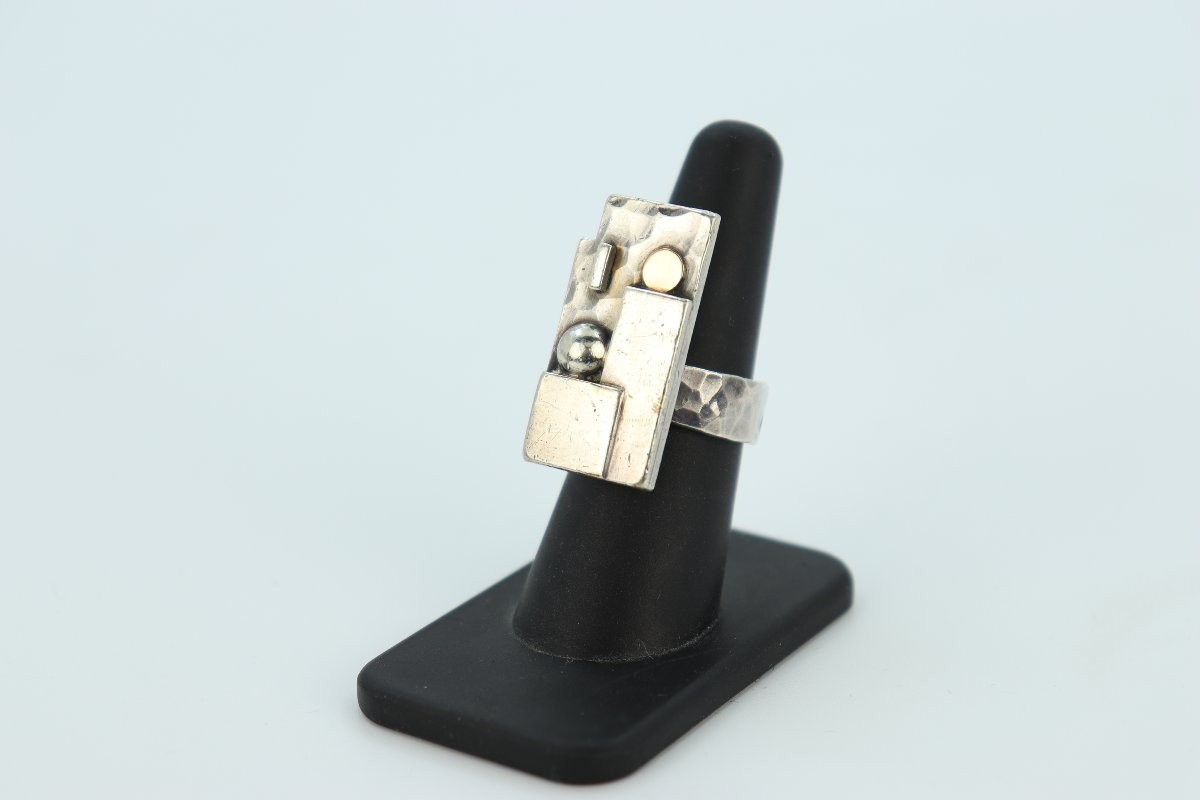 Modernist Gold-inlay Ring By Jean Després-photo-3