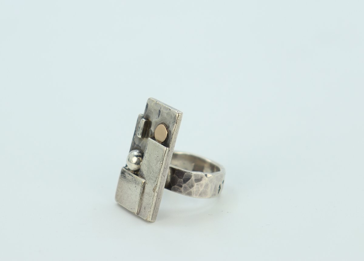 Modernist Gold-inlay Ring By Jean Després-photo-5
