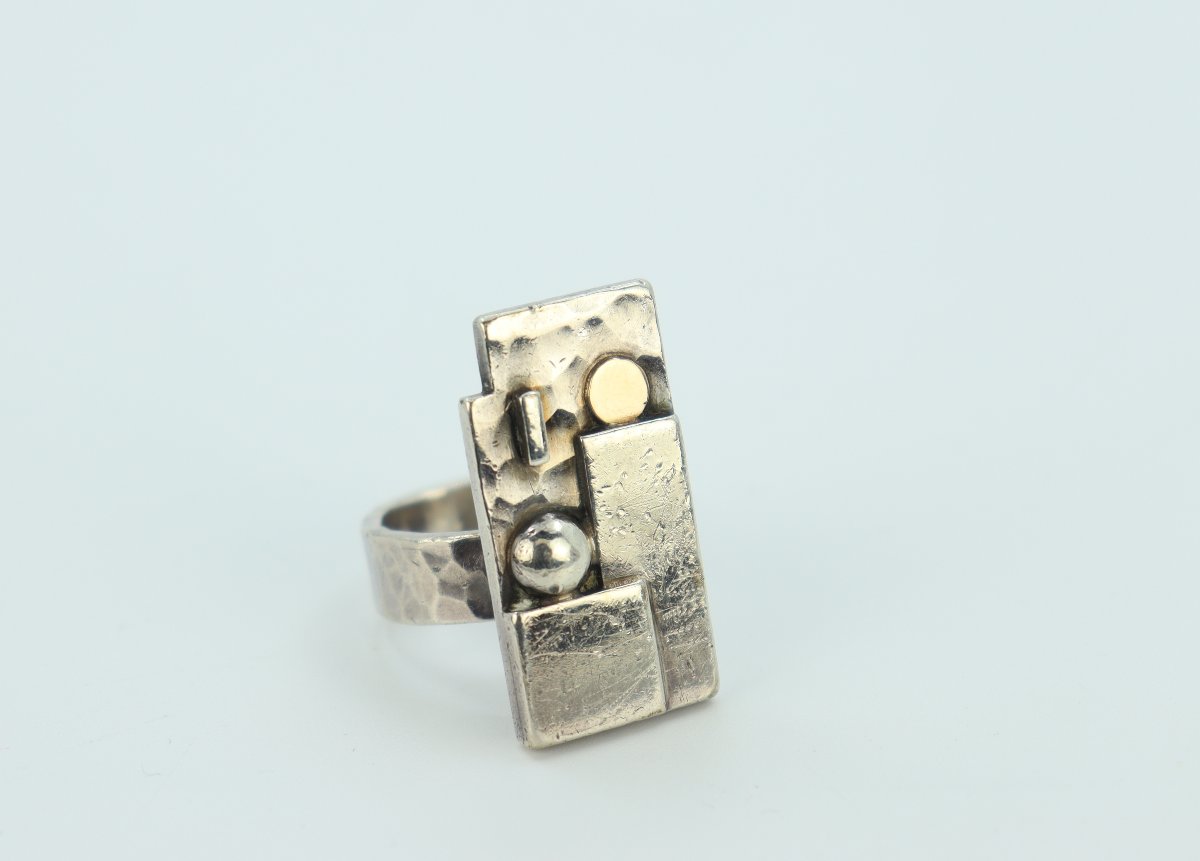 Modernist Gold-inlay Ring By Jean Després-photo-6