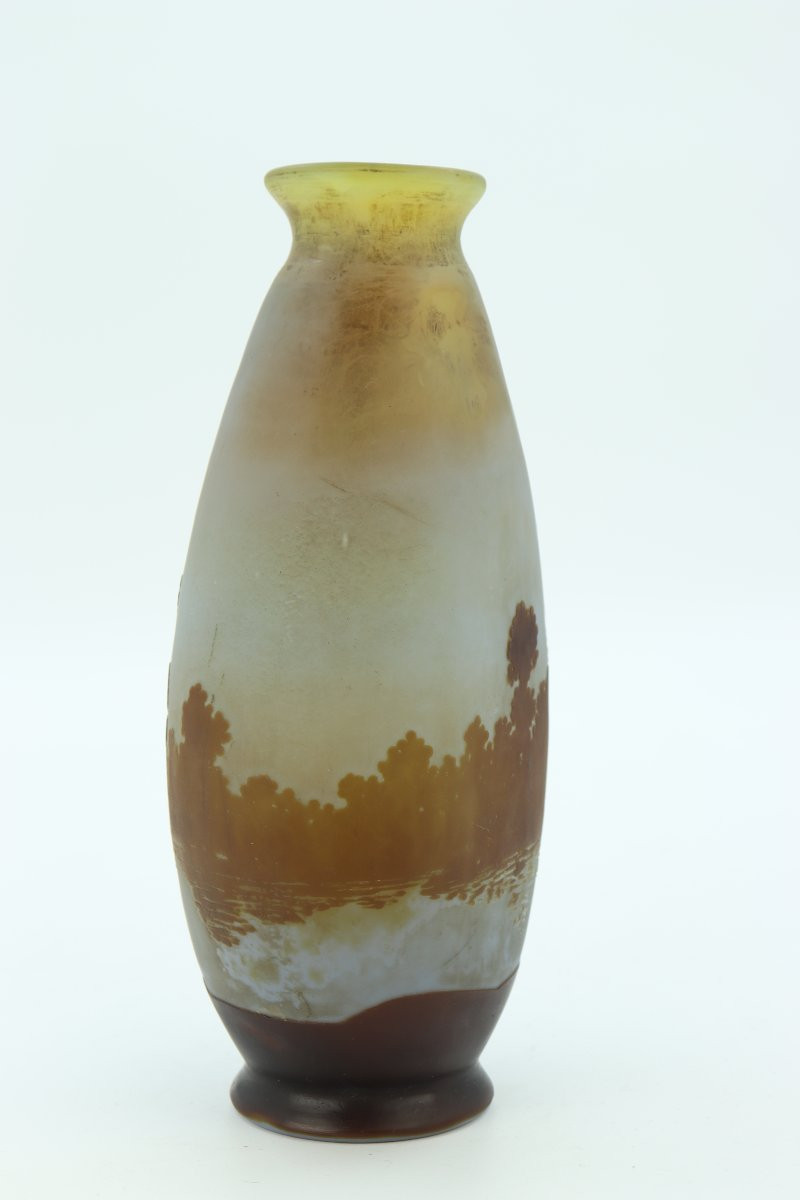 Gallé Vase Decorated With A Lake Landscape-photo-1