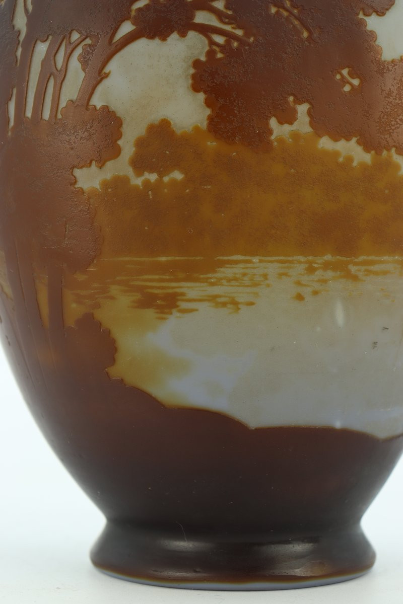 Gallé Vase Decorated With A Lake Landscape-photo-4