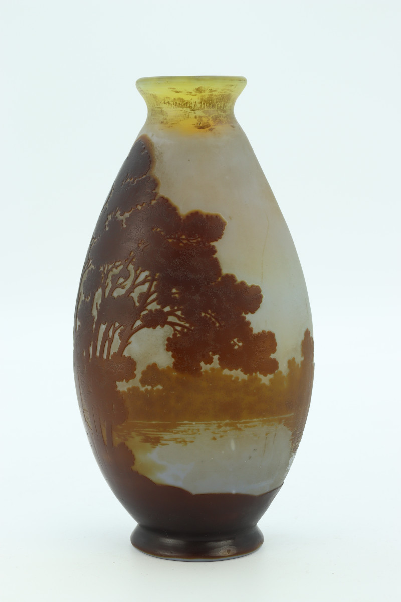 Gallé Vase Decorated With A Lake Landscape