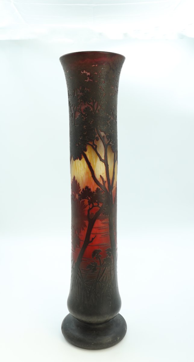 Large Daum Vase With Lake Landscape Design-photo-2