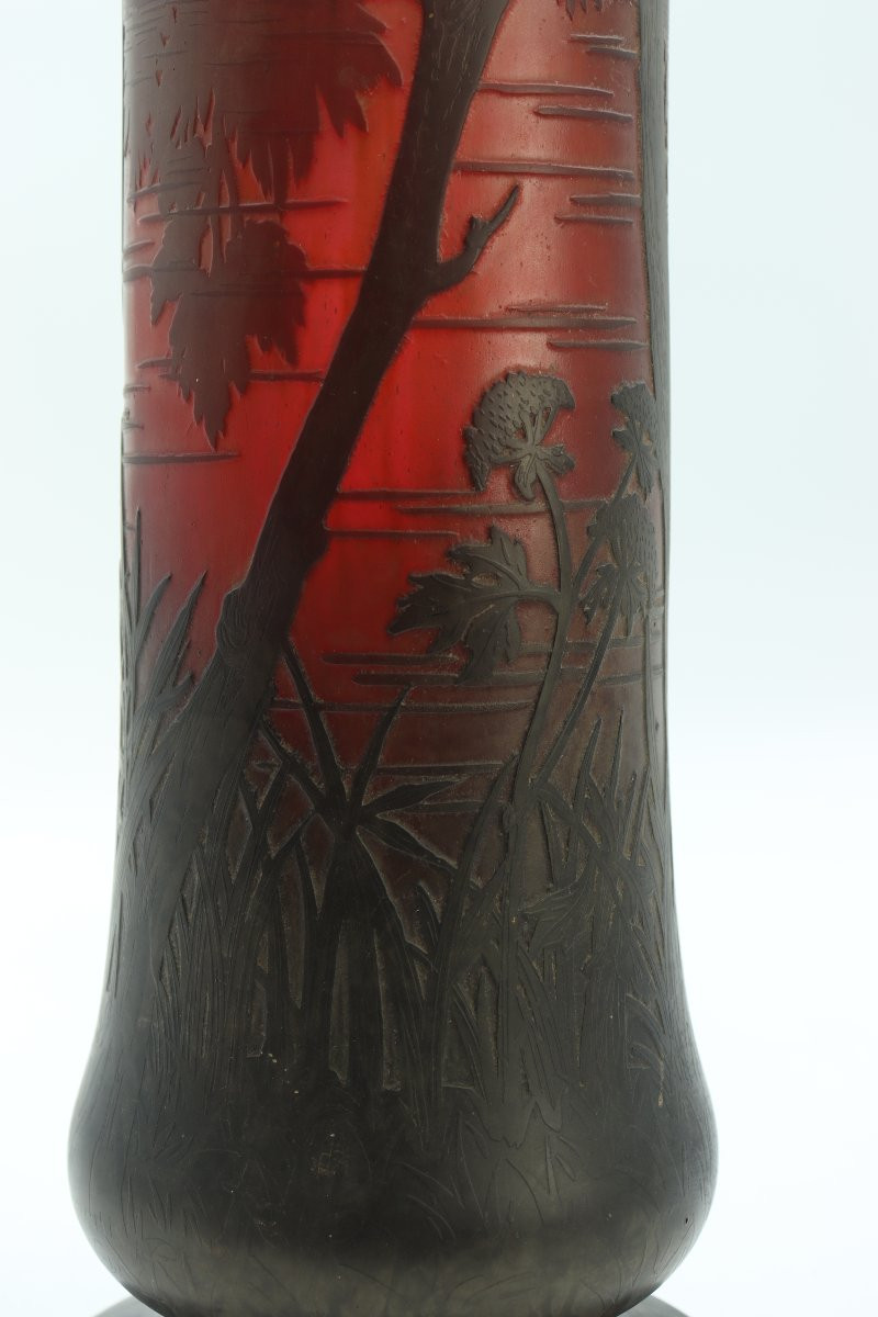 Large Daum Vase With Lake Landscape Design-photo-5