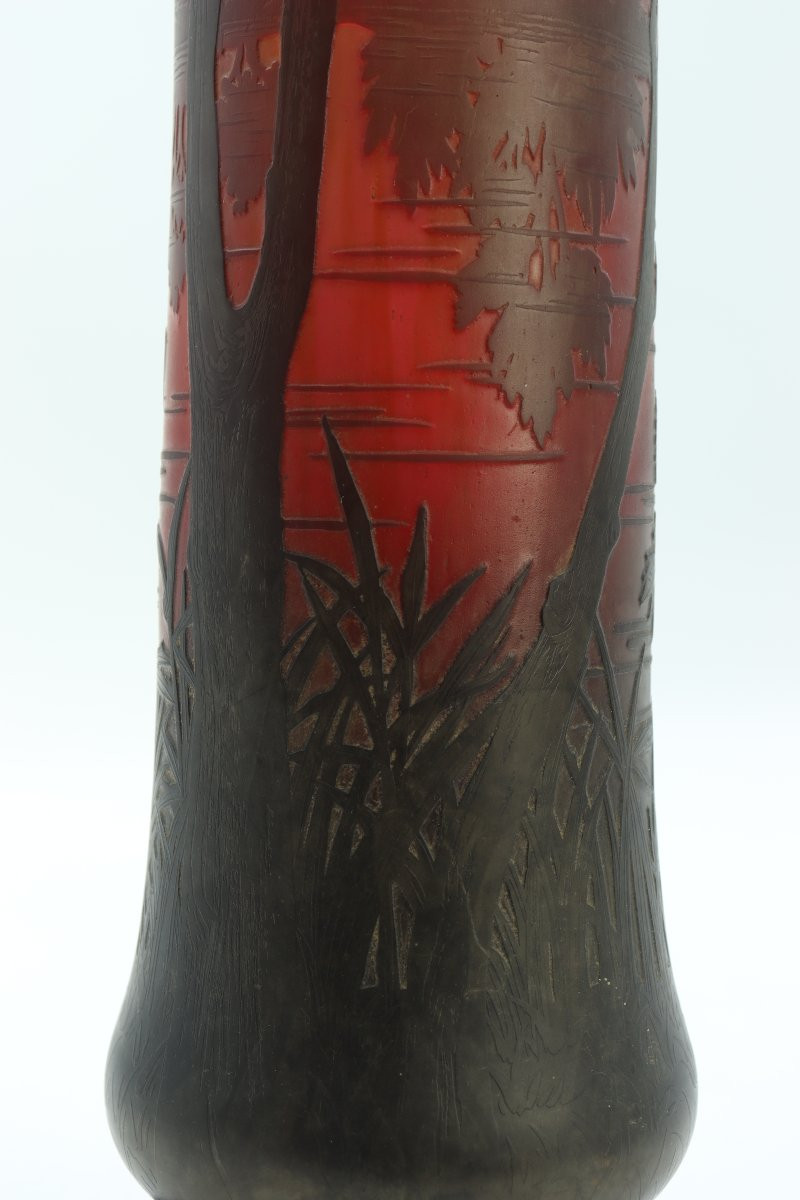 Large Daum Vase With Lake Landscape Design-photo-6