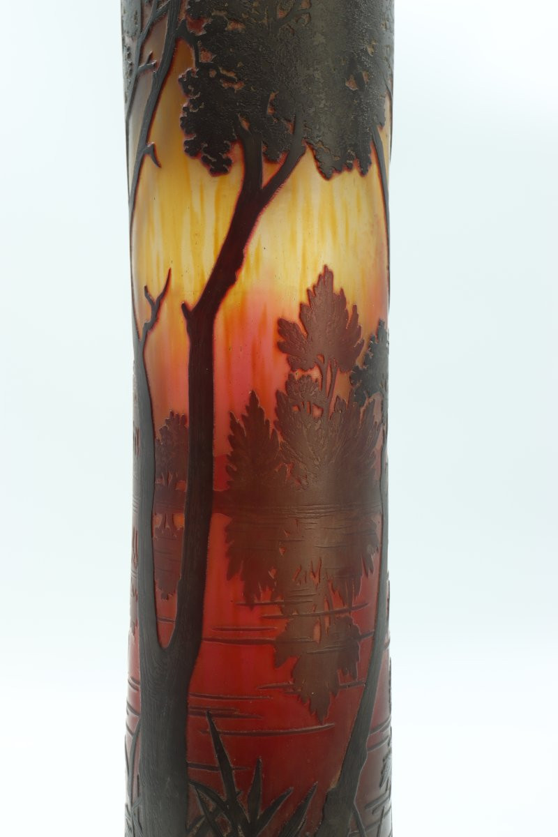 Large Daum Vase With Lake Landscape Design-photo-7