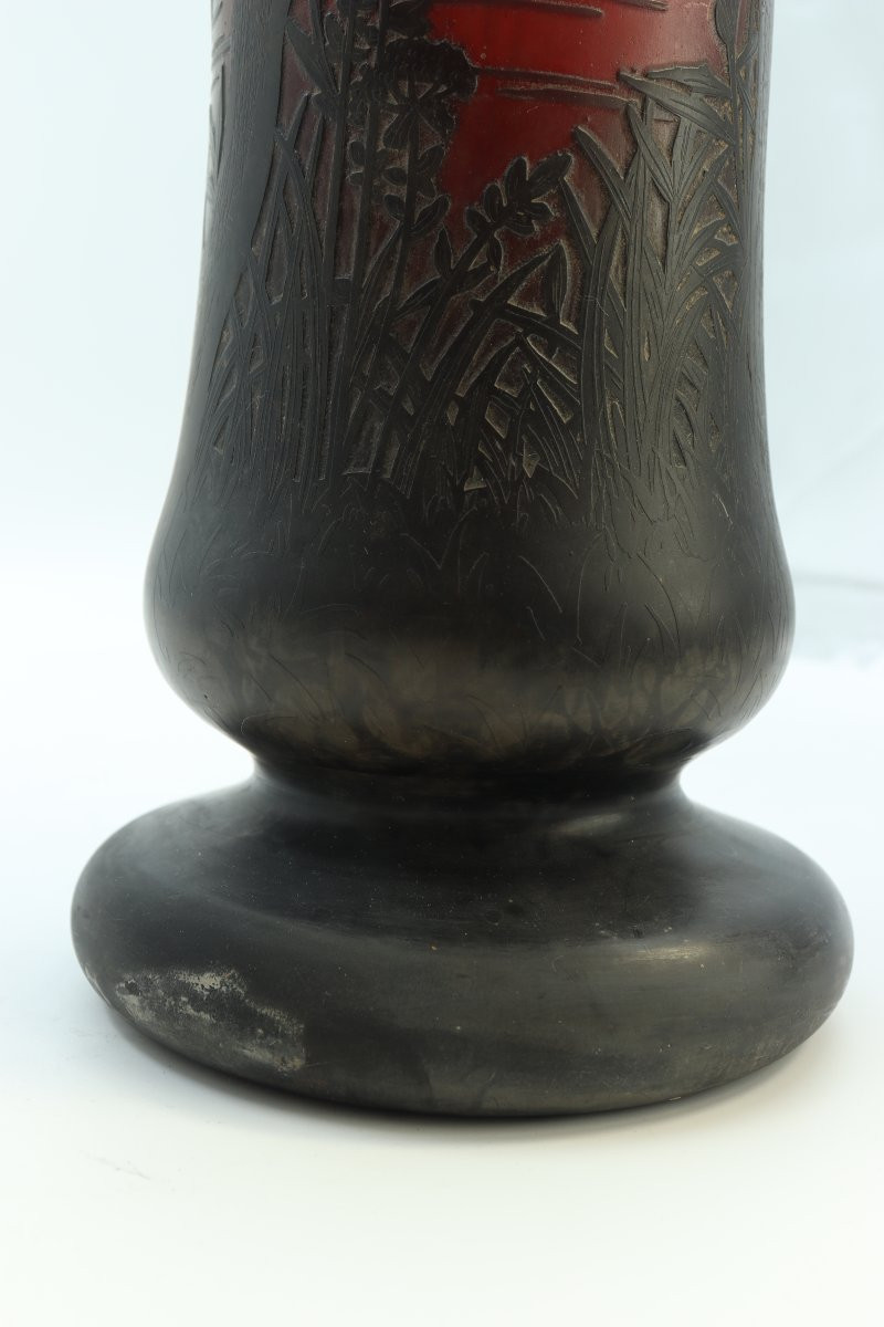 Large Daum Vase With Lake Landscape Design-photo-8
