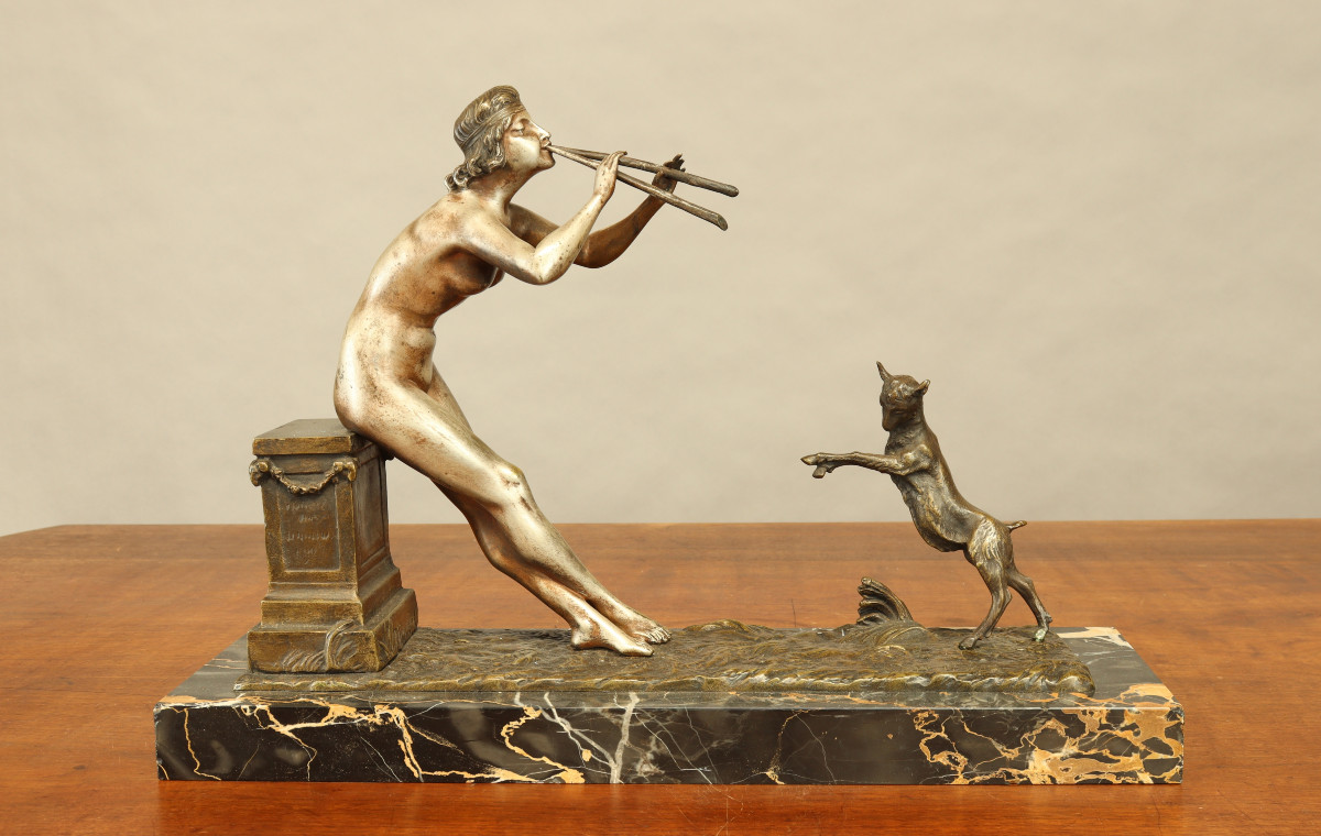 Aulos Player And Dancing Goat By Henry Fugère