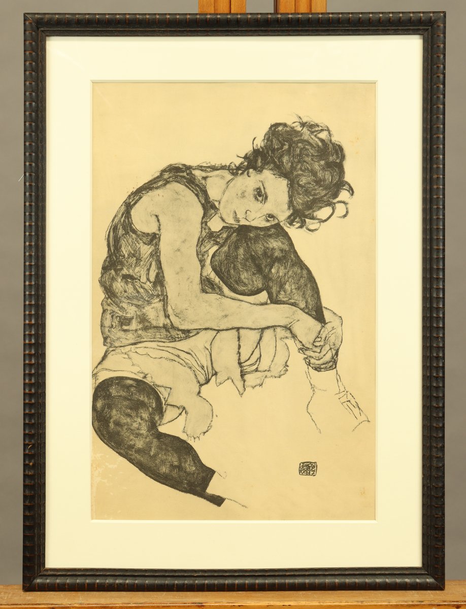 Seated Woman With Bent Knees By Egon Schiele-photo-2