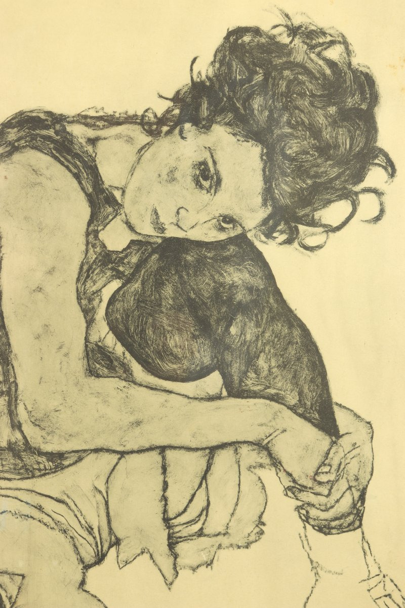 Seated Woman With Bent Knees By Egon Schiele-photo-3