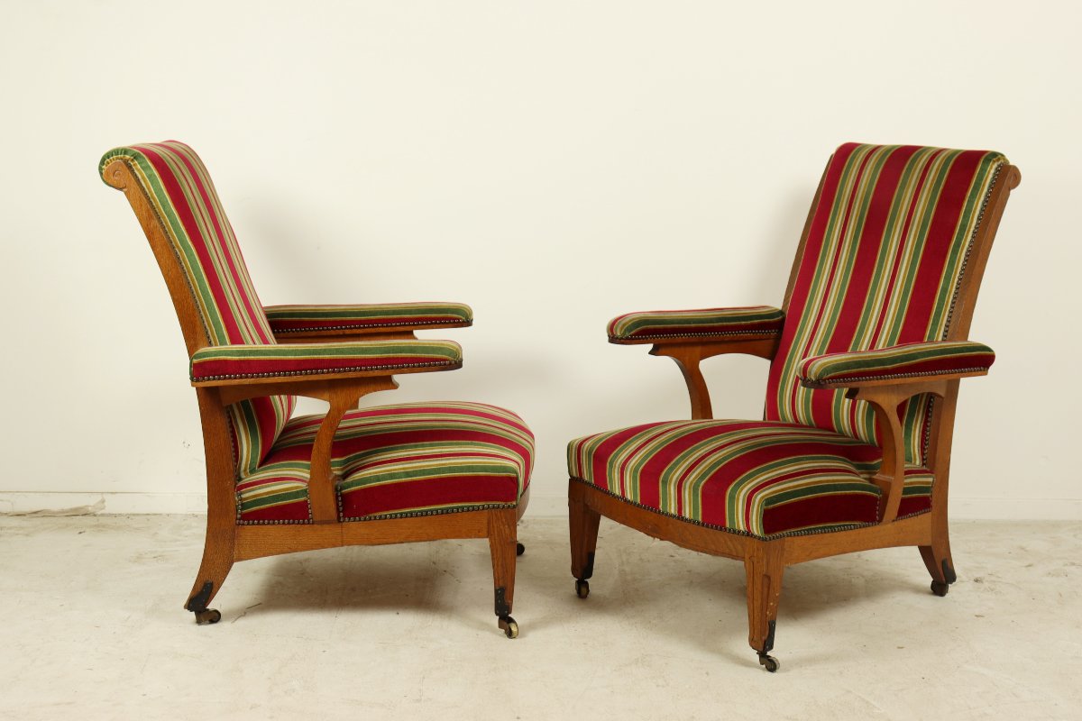Paire de fauteuils par Gustave Serrurier-Bovy-photo-5