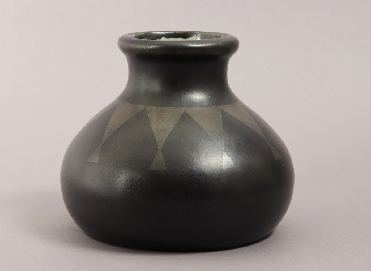 Black Glazed Ceramic Vase By Jean Luce-photo-3