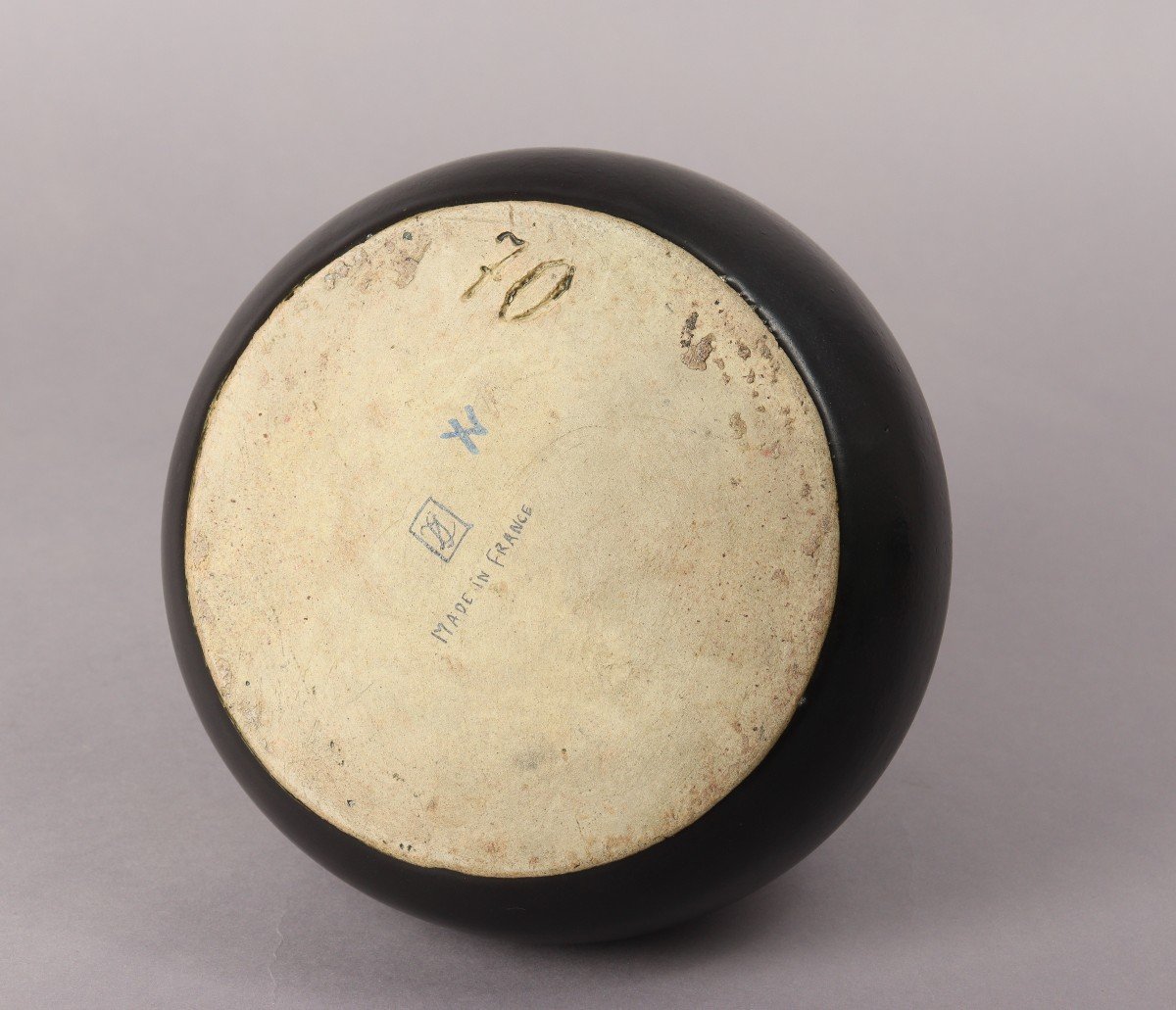 Black Glazed Ceramic Vase By Jean Luce-photo-3