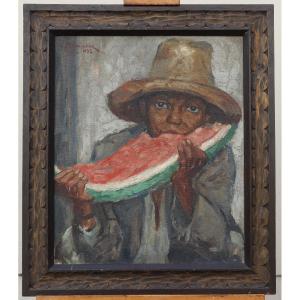 Young Brazilian With Watermelon, By Julius Schmischke