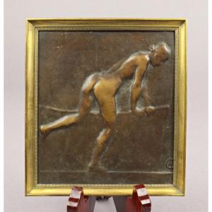 The Bath, Bronze Plaque By Alexandre Charpentier
