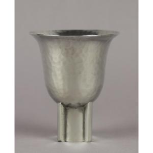 Small Silver Metal Vase By Jean Després