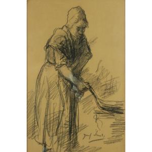 Woman Cooking By Jozef Israels