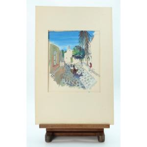 View Of A Sunny Village By Yves Brayer