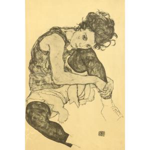 Seated Woman With Bent Knees By Egon Schiele