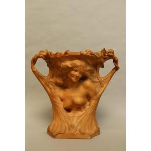 Muse, Terracotta Vase By Paul François Berthoud