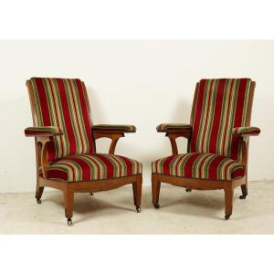 Pair Of Armchairs By Gustave Serrurier-bovy