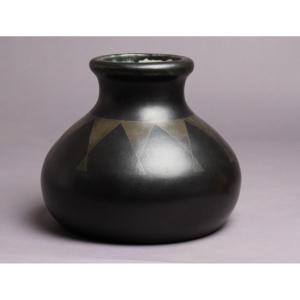 Vase En Céramique émaillée Noire Par Jean Luce