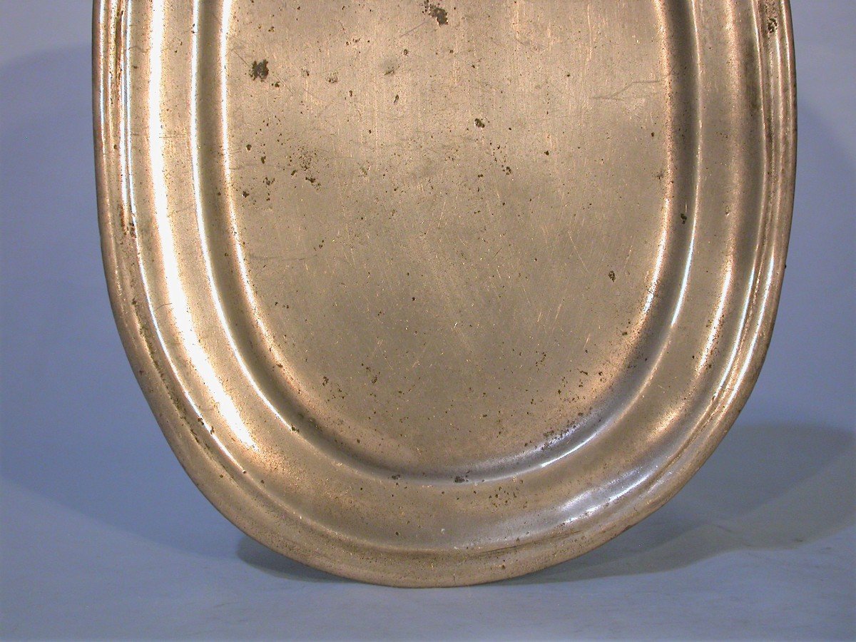 Rare Oval Pewter Dish - Montier-en-der, 18th Century-photo-2