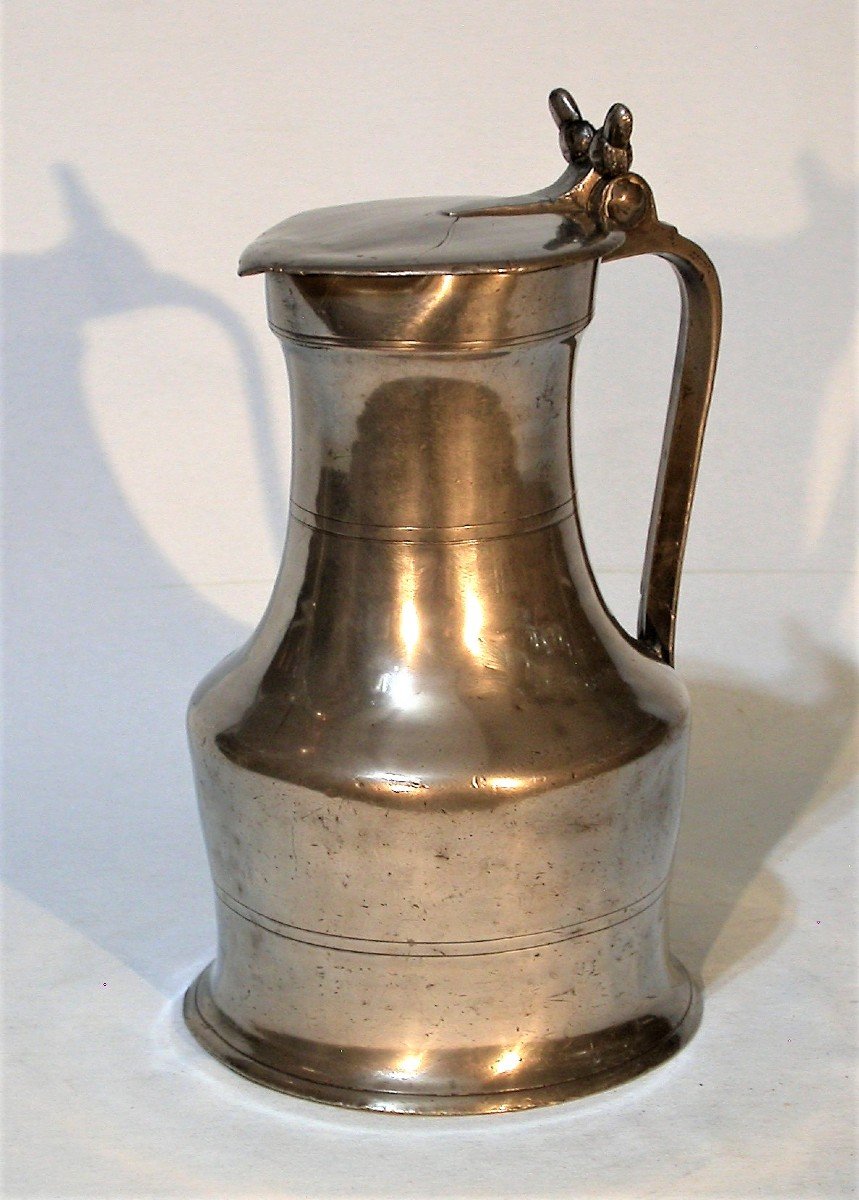 Pewter Wine Pitcher - Avranches Or St Hilaire-du-harcouet, 19th Century