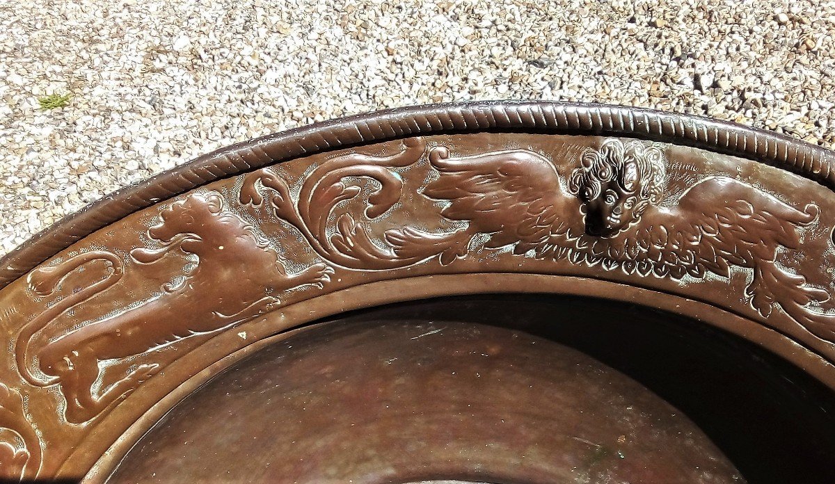 Large Copper Basin - Italy (?), 18th Century-photo-3