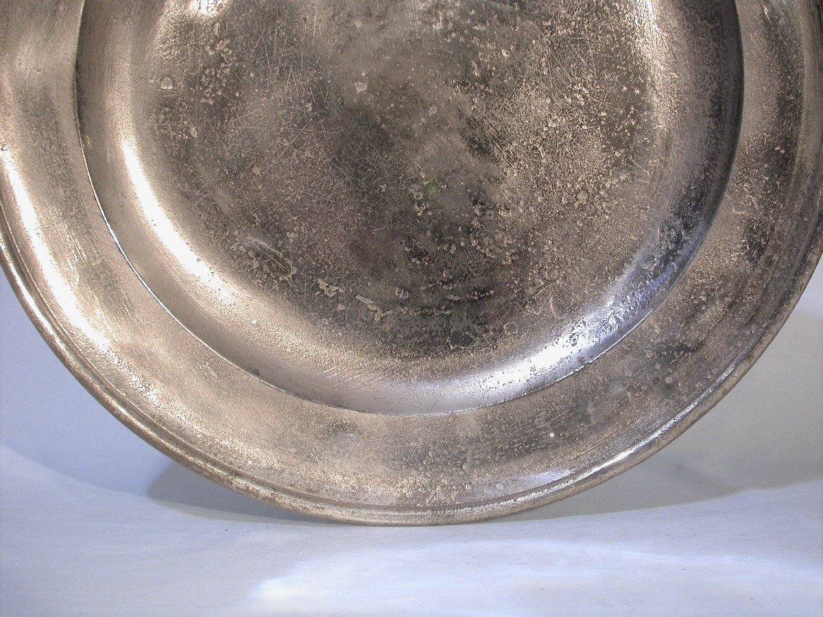 Pair Of Large Pewter Dishes (tin) - London, 18th Century-photo-4