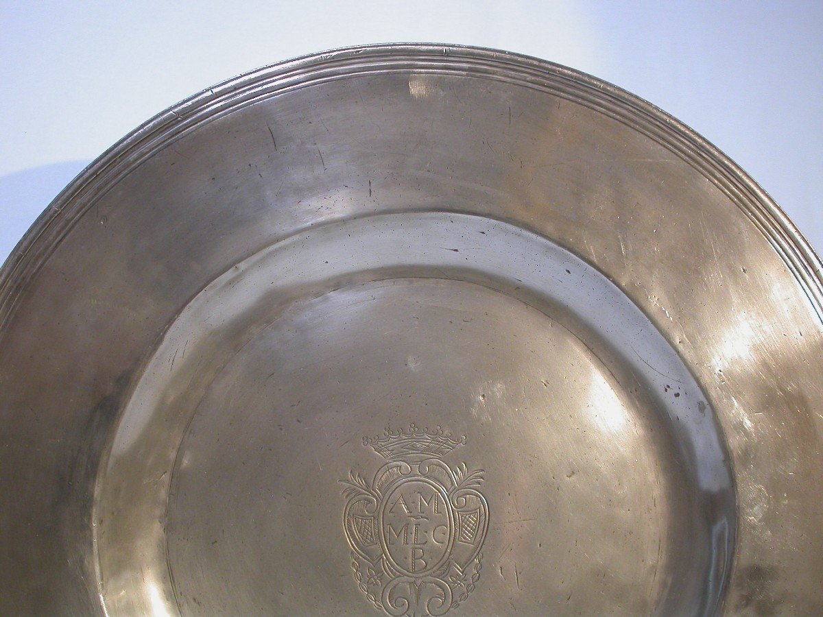 Very Large Pewter Dish (tin) - Calais, Circa 1700-photo-2