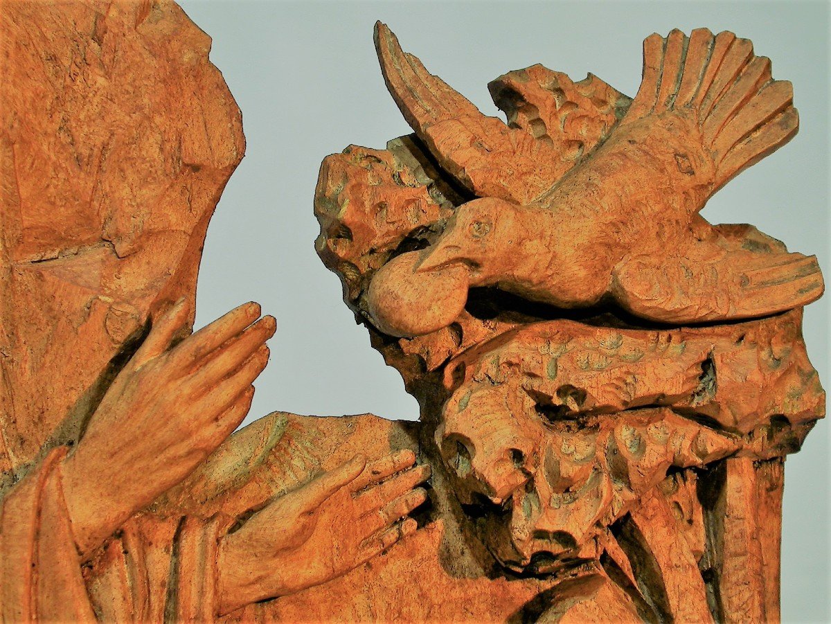 Sculpture - Elija And The Raven, 17th Century-photo-1