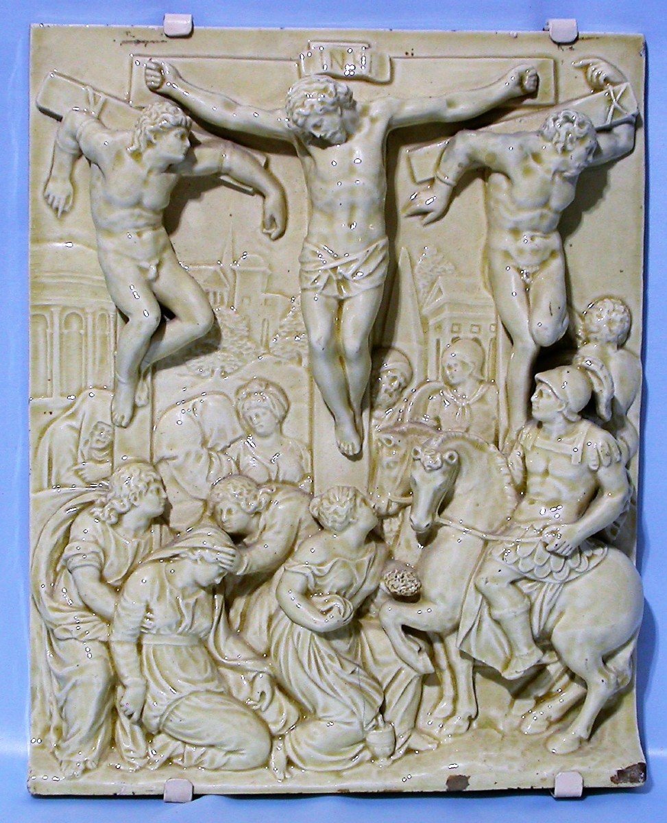 Large Crucifixion In Pipe Earth - Choisy-le-roi, Early 19th Century