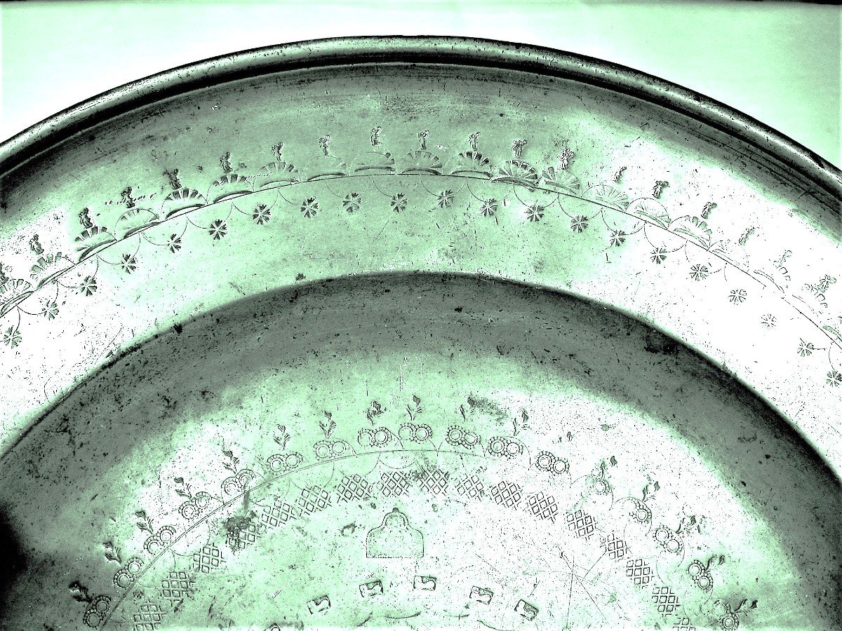 Exceptional Large Tin Dish (tin) - Turin, 18th Century-photo-1