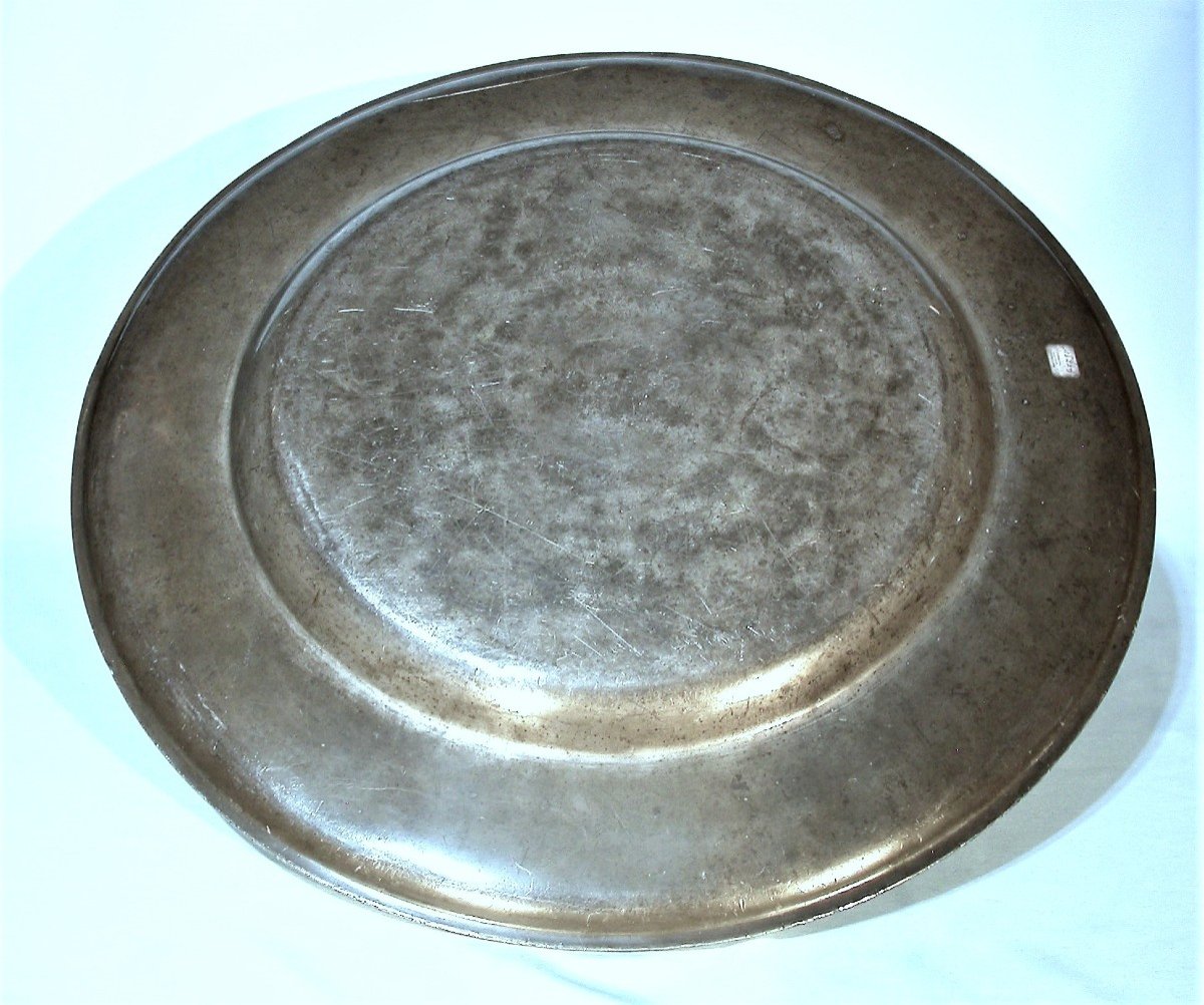 Exceptional Large Tin Dish (tin) - Turin, 18th Century-photo-3