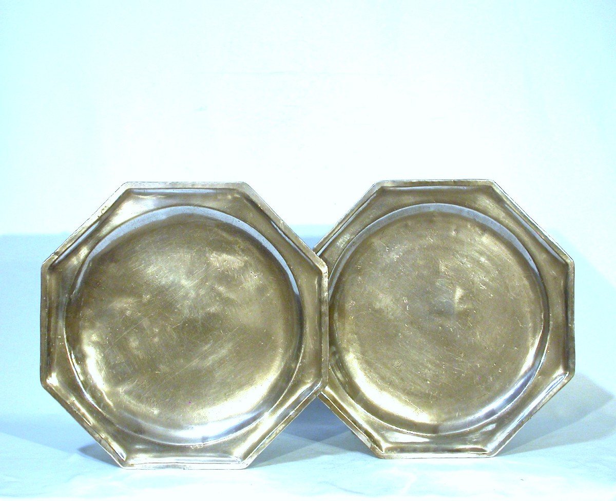 Rare Pair Of Pewter Dishes - Yverdon (switzerland), 18th Century.-photo-7